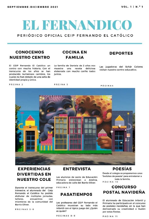 Nace “El Fernandico”, la revista escolar del CEIP “Fernando el Católico”, de Zaragoza