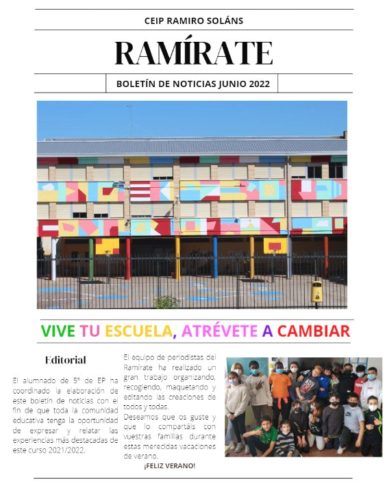 Ya está en la calle “Ramírate”, el periódico del CEIP “Ramiro Solans”
